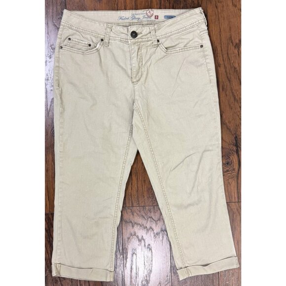 Faded Glory Womens Capri Pants Size 8 Urban Khaki Cotton Blend Casual Style - Picture 1 of 6